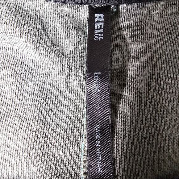 REI Hoodie Zip Up Sweatshirt Heathered Green with Black Trim Drawstring Hood  Lg - Picture 8 of 11